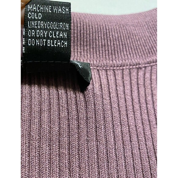 SPENSER JEREMY Silk Blend 3/4 Sleeve Collar Ribbed Sweater Top •XL• Purple - Picture 7 of 11